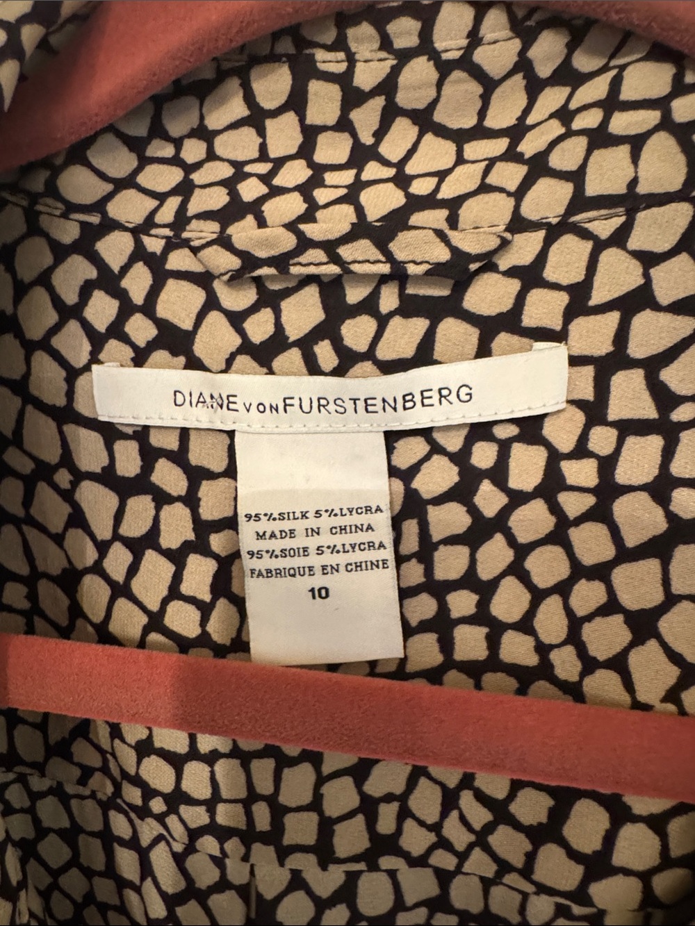 Diane Von Furstenberg Black and Cream Printed Long-Sleeve Button Dress - Picture 2 of 10